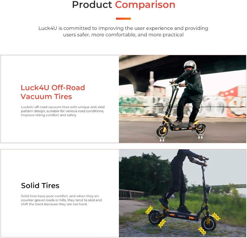 LUCK4U 100/65-6.5 Off-Road tubeless scooter tire with valve Tire Replacement for VSETT 11+ Zero 11X Dualtron for 11 Inch Electric Scooter(2 PCS) - Image 5